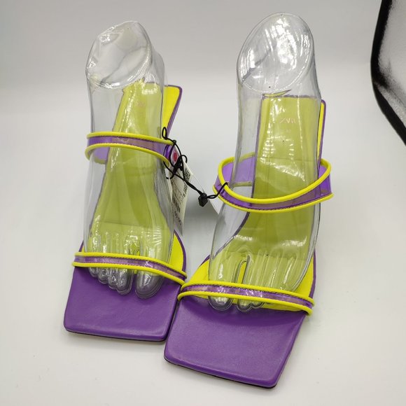 Zara Two-Tone Yellow and Purple Heels - Picture 10 of 14